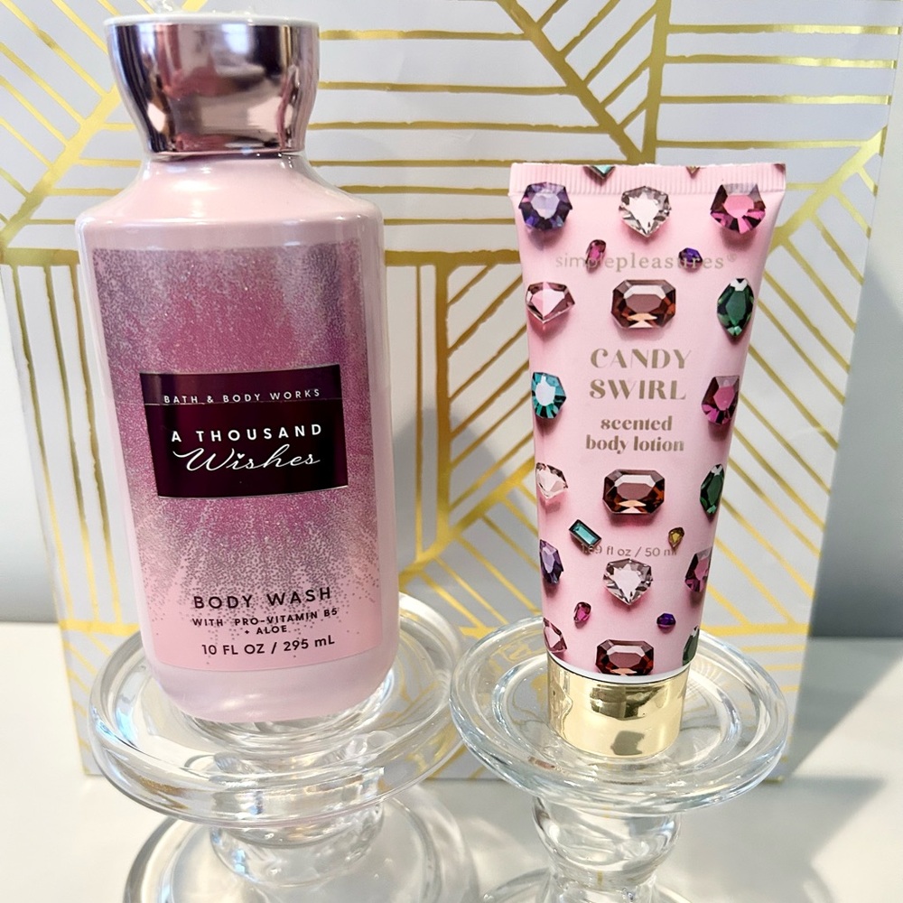 💖✨Bath & Body Works Thousand Wishes Shower Gel Candy Swirl Lotion Duo💖✨